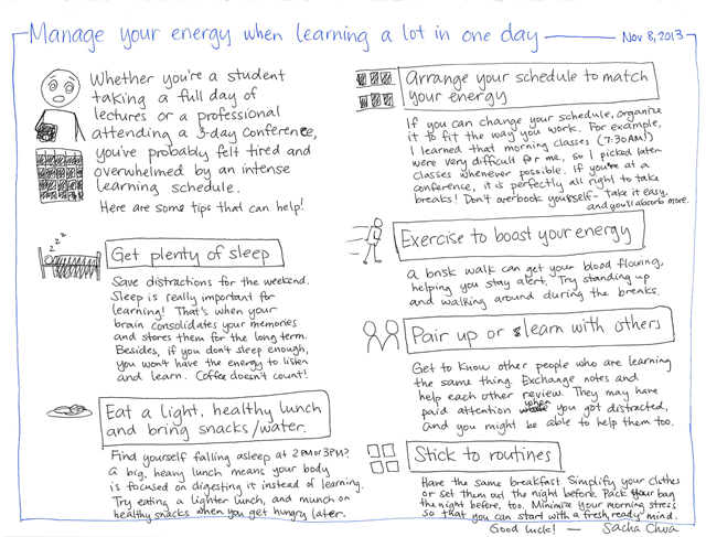 2013-11-08 Manage your energy when learning a lot in one day