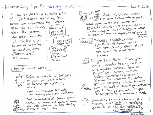 2013-11-08 Note-taking tips for meeting minutes