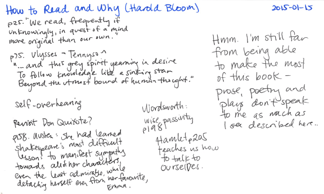 2015-01-15 How to Read and Why - Harold Bloom -- index card #book #raw #reading