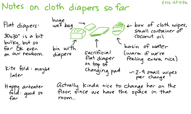 2016-03-03b Notes on cloth diapers so far -- index card #parenting #diapers